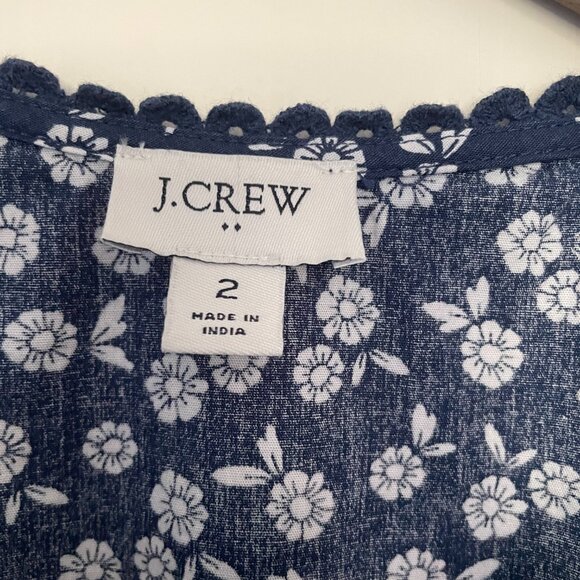 J Crew Lace Detail Midi Dress Size 2 Navy and White - Picture 6 of 7